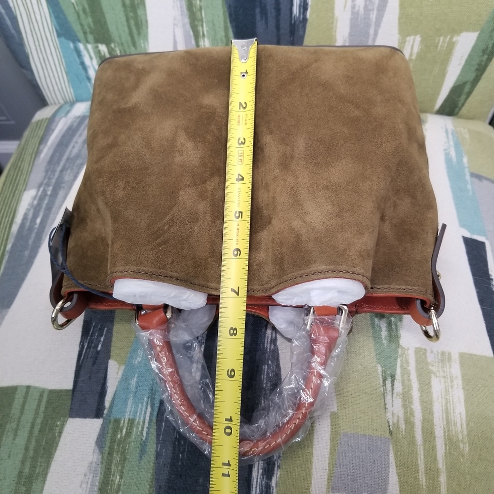 Dooney & Bourke Suede Mini Barlow Satchel In Olive Chic Purse Boho - Picture 4 of 13